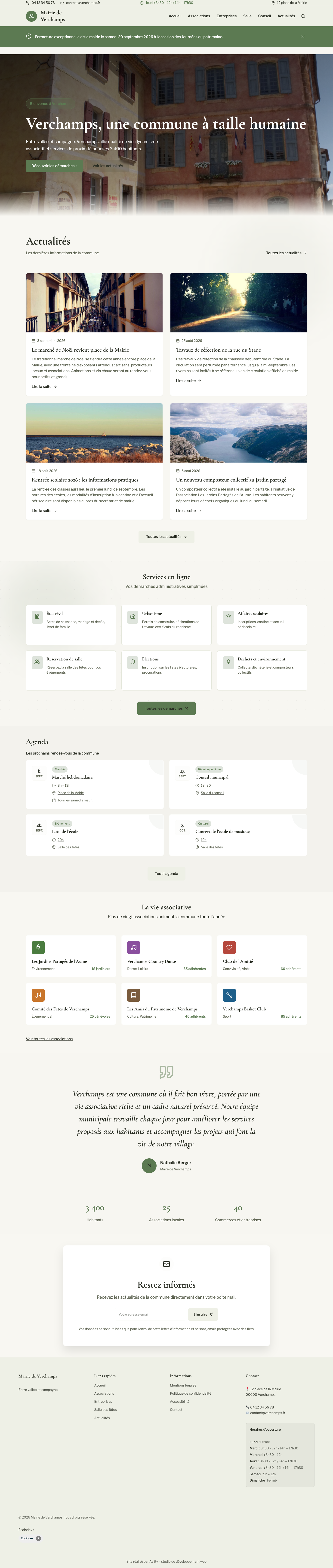 Aperçu identité vert sauge et blanc craie, version immersive