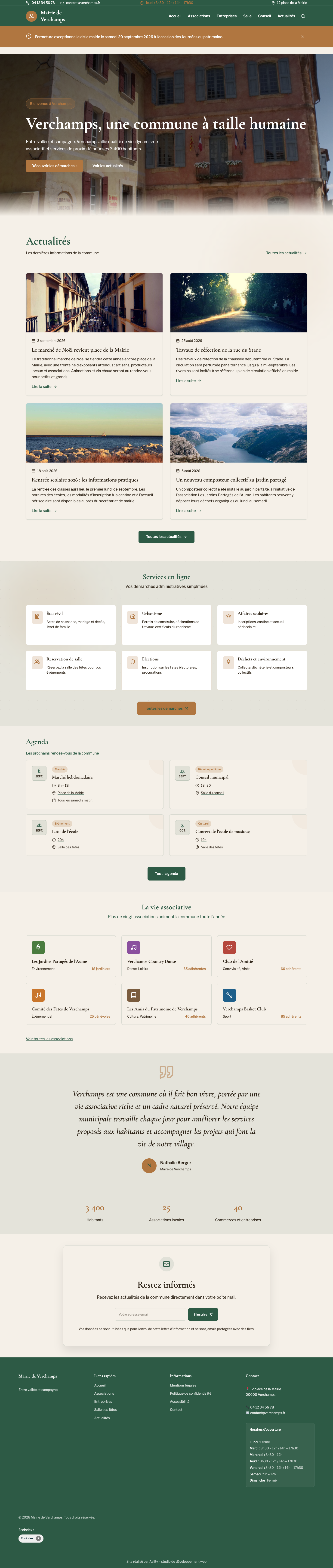 Aperçu identité vert forêt et terracotta, version immersive
